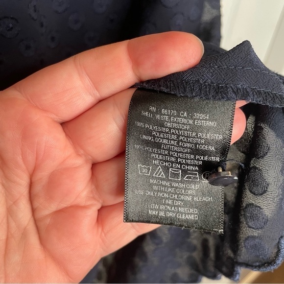 Maeve by Anthropologie Swiss Polka Dot Sheer Blouse in Navy 10 - Picture 10 of 12